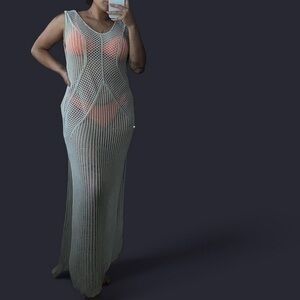 Elegant Cream Knit Swim Coverup